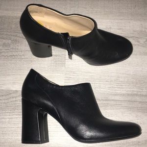Leather Pump Block Heel Booties